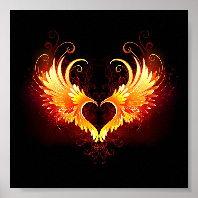 Angel Fire Heart med Vingar Poster (Framsidan)
