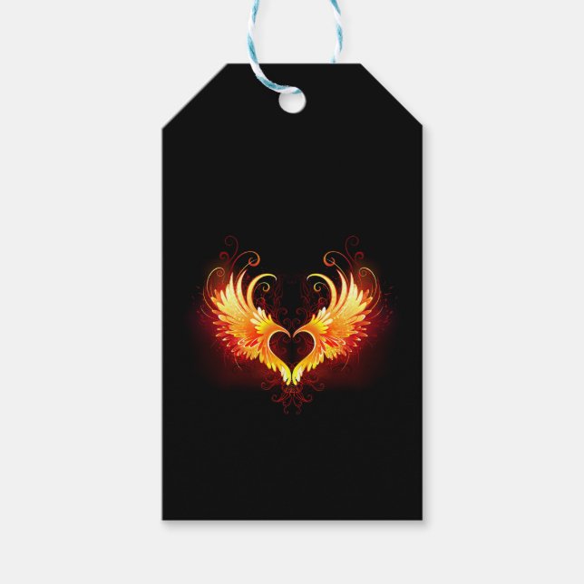 Angel Fire Heart med Vingar Presentetikett (Framsidan)