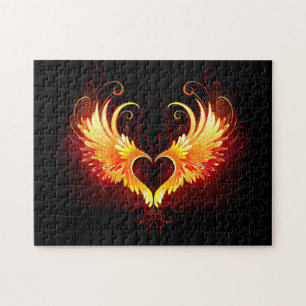 Angel Fire Heart med Vingar Pussel