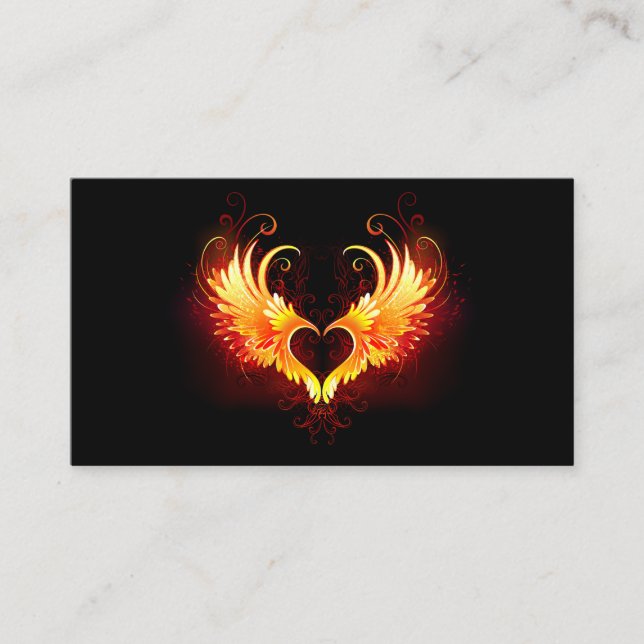 Angel Fire Heart med Vingar Rådkort (Framsida)