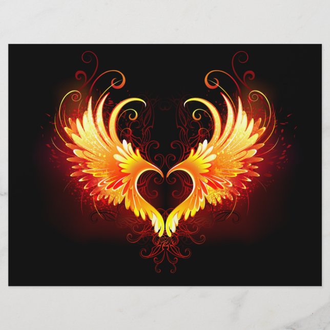 Angel Fire Heart med Vingar Reklamblad (Framsidan)