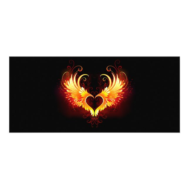 Angel Fire Heart med Vingar Reklamkort (Framsidan)
