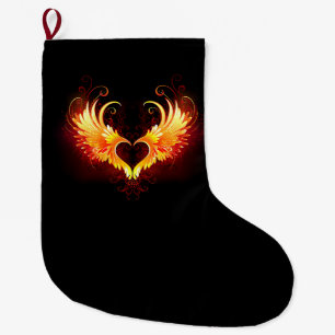 Angel Fire Heart med Vingar Stor Julstrumpa