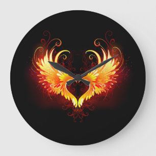Angel Fire Heart med Vingar Stor Klocka