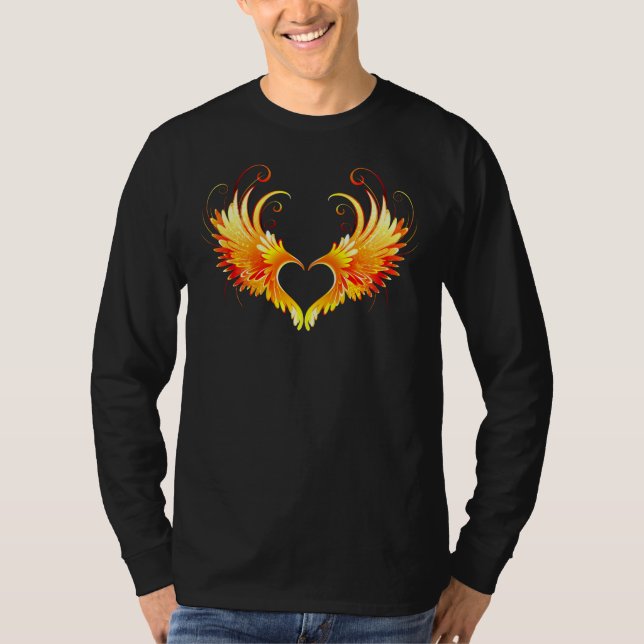 Angel Fire Heart med Vingar T Shirt (Framsida)