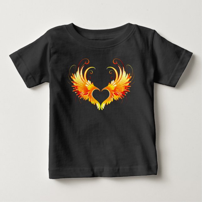 Angel Fire Heart med Vingar T Shirt (Framsida)