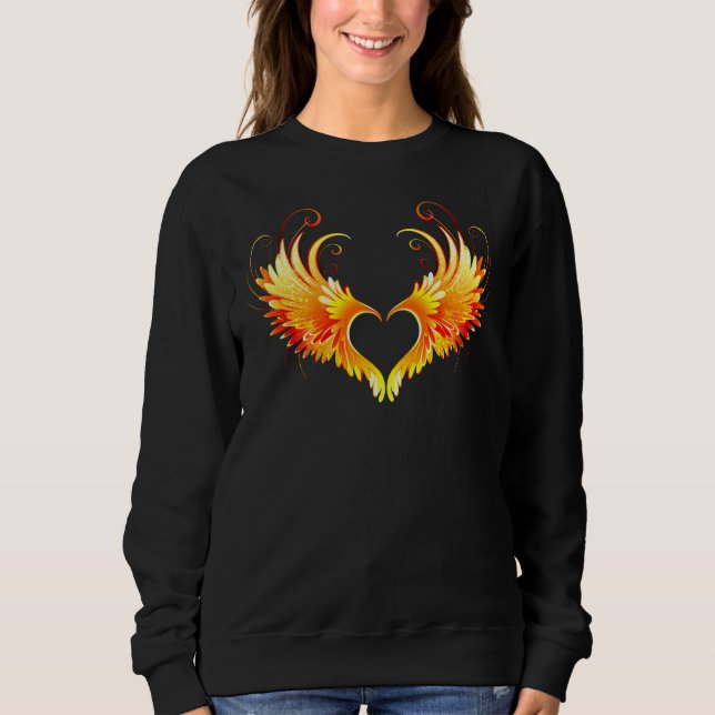 Angel Fire Heart med Vingar T Shirt (Framsida)