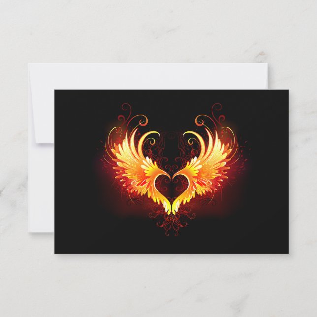 Angel Fire Heart med Vingar Tack Kort (Framsida)