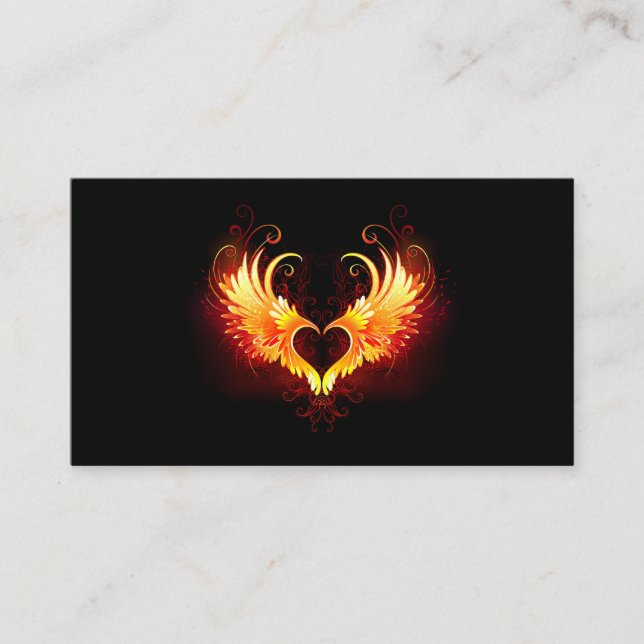 Angel Fire Heart med Vingar Tidsbeställning Kort (Framsida)