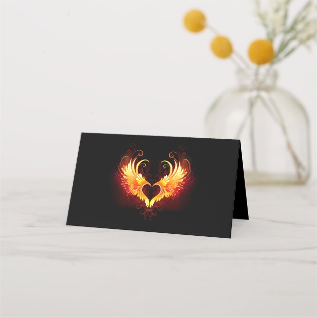 Angel Fire Heart med Vingar Tidsbeställning Kort (Framsida)