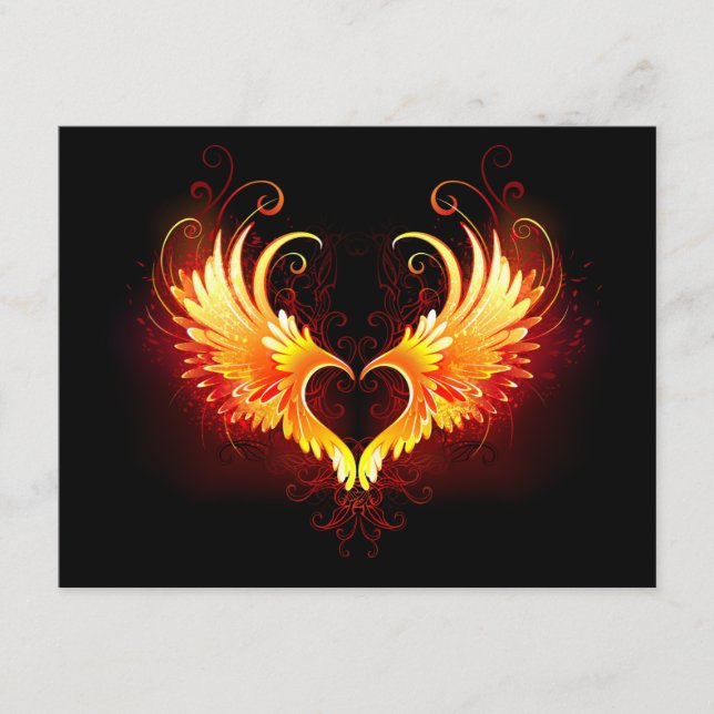 Angel Fire Heart med Vingar Tilläggskort (Framsida)