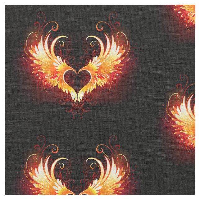 Angel Fire Heart med Vingar Tyg (Närbild)
