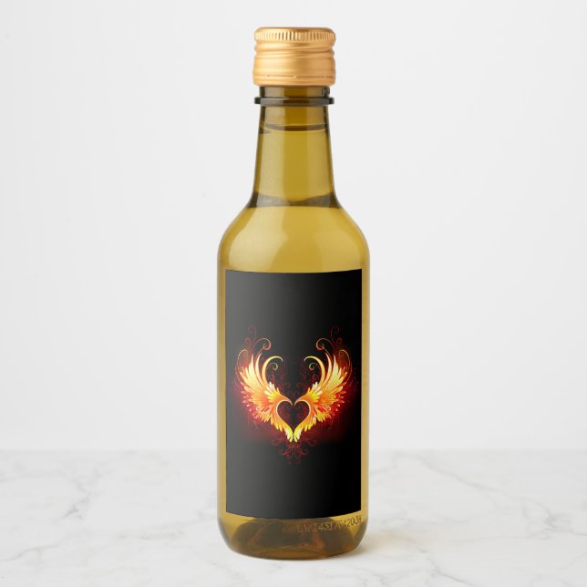 Angel Fire Heart med Vingar Vinetikett (Framsida)