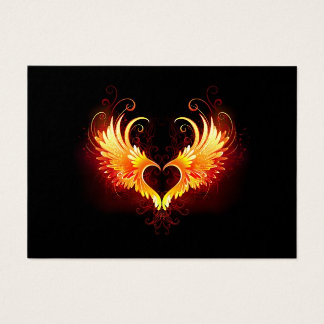 Angel Fire Heart med Vingar Visitkort (Framsidan)