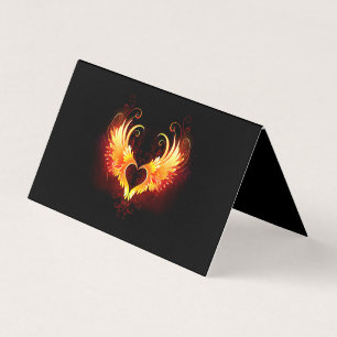 Angel Fire Heart med Vingar Visitkort