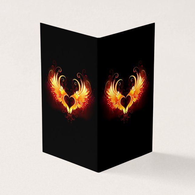 Angel Fire Heart med Vingar Visitkort (Utsida)