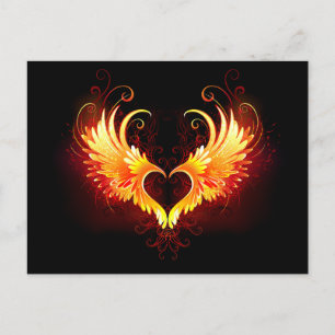 Angel Fire Heart med Vingar Vykort