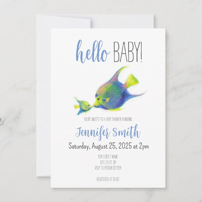 Angel Fish Baby Shower-inbjudan Inbjudningar (Framsida)
