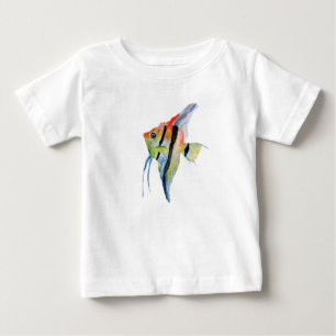 Angel Fish Butterflies Småbarn Ruffle Tee, White Tee Shirt
