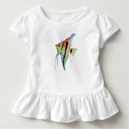 Angel Fish Butterflies Småbarn Ruffle Tee, White Tröja