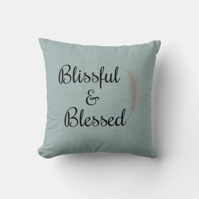 Angel Fjäderblått tealintryck dekorativ kudde (Framsida)