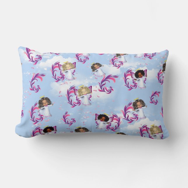 Angel Flicka som flyger mellan molnen Lumbarkudde (Framsida)