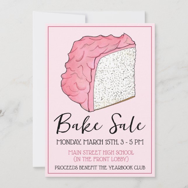 Angel Food Cake Segce Bake Sale Dessert Social Inbjudningar (Framsida)