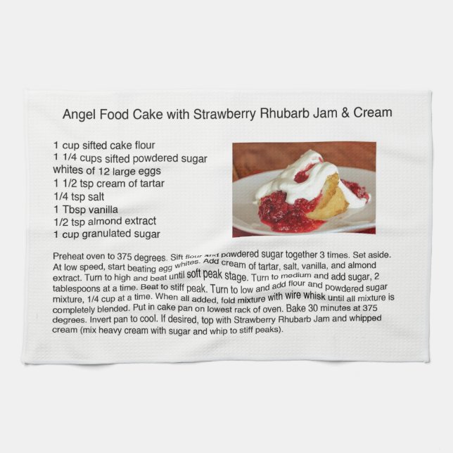 Angel Food Cake with Strawberry Rhubarb Kökshandduk (Horisontell)
