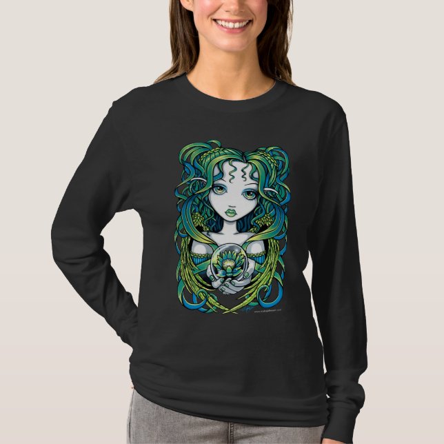 Ängel "för Kallan" bästa grön lotusblommavatten Tee Shirt (Framsida)