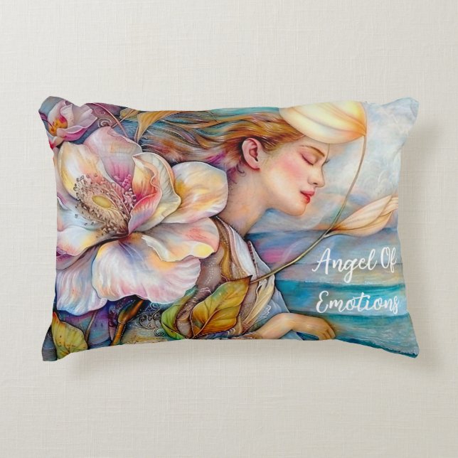 Angel för Känslor Turquise accent Pillow Prydnadskudde (Framsidan)