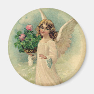 Ängel för vintageVictorianpåsk med blommor Magnet