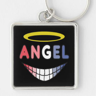 Angel Fyrkantig Silverfärgad Nyckelring