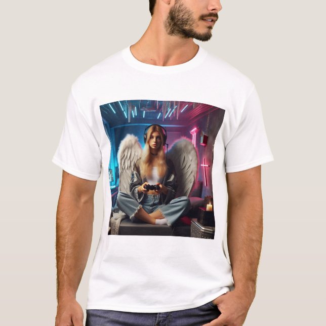 Angel Gamer Girl Christian Haiku T Shirt (Framsida)
