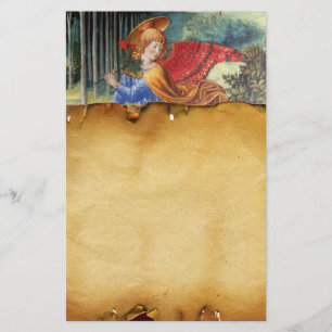 Angel Gathering Flowers in a Himmelsk Ligcape Brevpapper