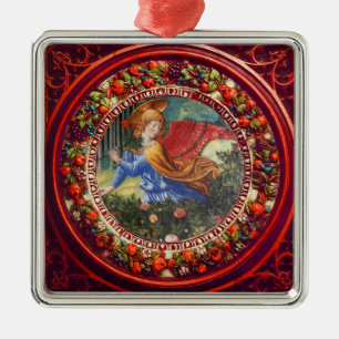 Angel Gathering Flowers Red Blommigt Krona jul Julgransprydnad Metall