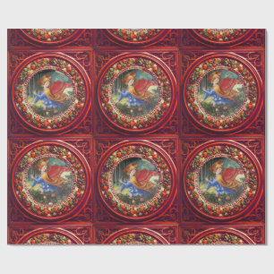 Angel Gathering Flowers Red Blommigt Krona jul Presentpapper