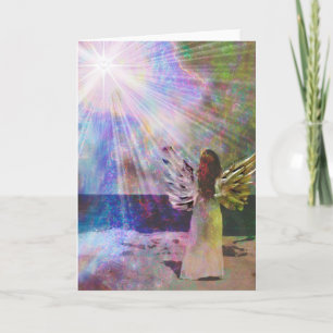 Angel Gazing to Heaven Heart Sol Greeting Card Kort