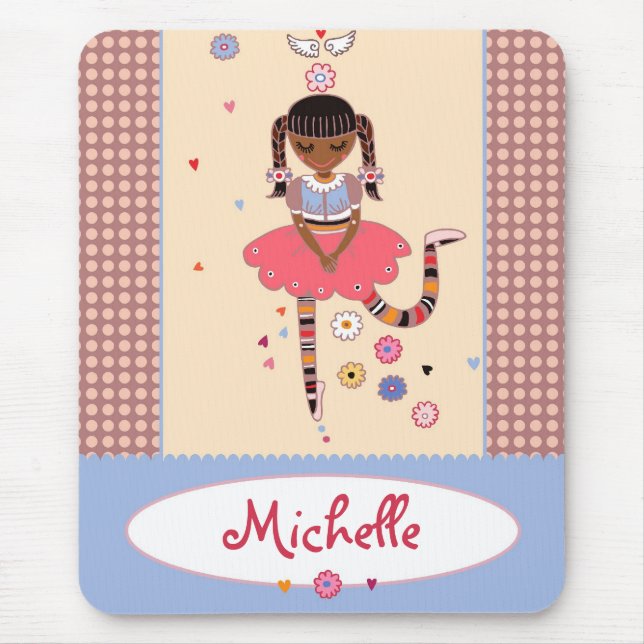 Angel Girl (Afro) Custom Name Mousepad Musmatta (Framsidan)