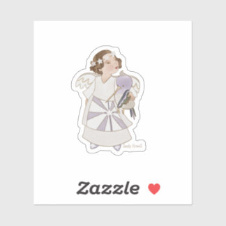 Angel Girl and Hummingbird Sticker Klistermärken