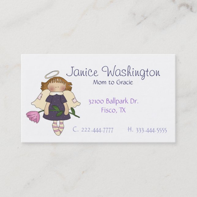 Angel Girl med Flower Anpassningsbar Mamma Card (Framsida)