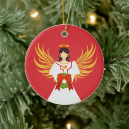 Angel God jul Red Grönt Utandning Vingar Gift Julgransprydnad Keramik