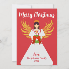 Angel God jul Red Grönt Utandning Vingar Namn Julkort