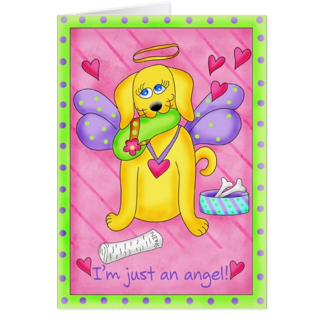 Angel Golden Gult Hund med Shoe Hälsningskort (Framsidan)