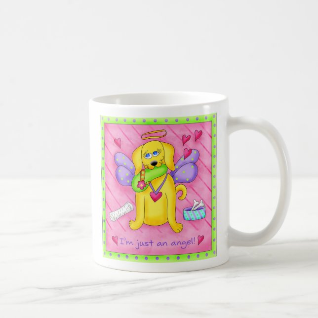 Angel Golden Gult Hund med Shoe Kaffemugg (Höger)