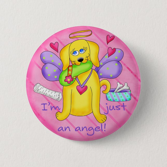 Angel Golden Gult Hund med Shoe Knapp (Framsida)