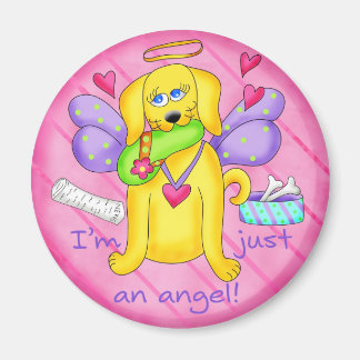 Angel Golden Gult Hund med Shoe Magnet