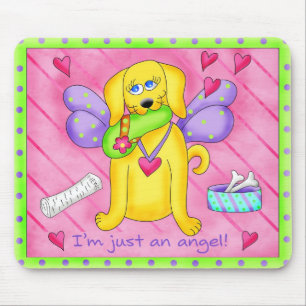 Angel Golden Gult Hund med Shoe Musmatta