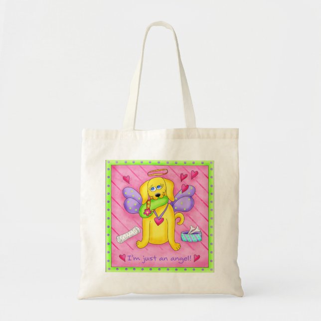 Angel Golden Gult Hund med Shoe Tygkasse (Framsidan)