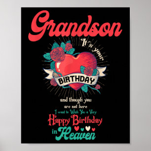 Angel Grandson Grattis på födelsedagen in Heaven M Poster