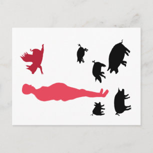 Angel Grisar Lycklig Meal Vegeterian Postcard Vykort